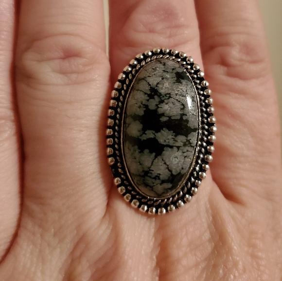 New Snowflake Obsidian 925 Silver Ring. - Picture 6 of 6